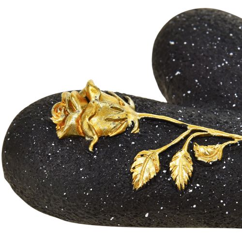 Floristik24 Coeur avec décoration funéraire en or noir rose 14×10×3cm 2 pcs