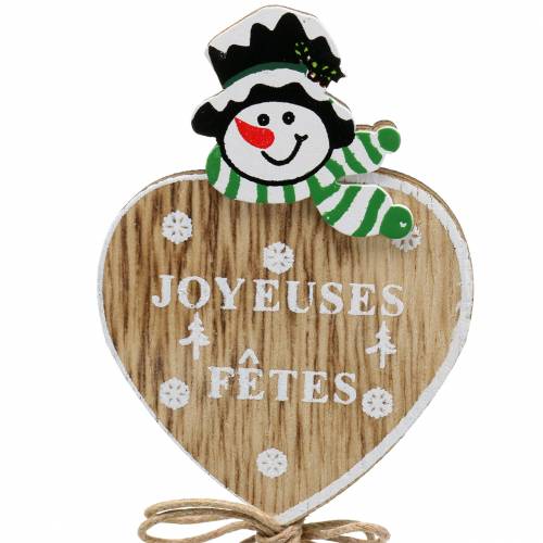 Floristik24 Plug déco coeur avec bonhomme de neige 12pcs