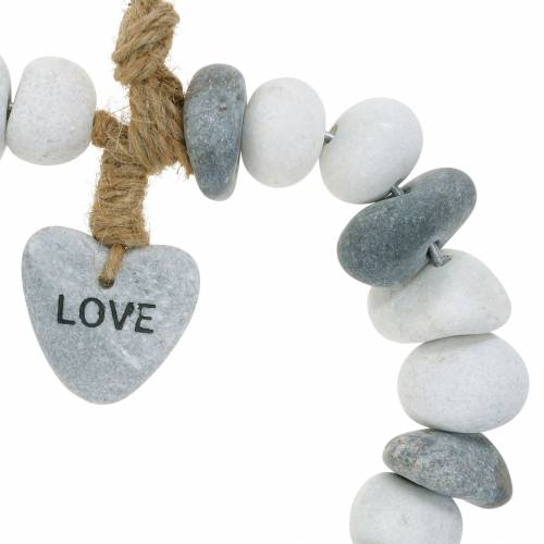 Floristik24 Cœur à suspendre « Amour » en galets de rivière Nature, gris / blanc Ø18cm 1 pc