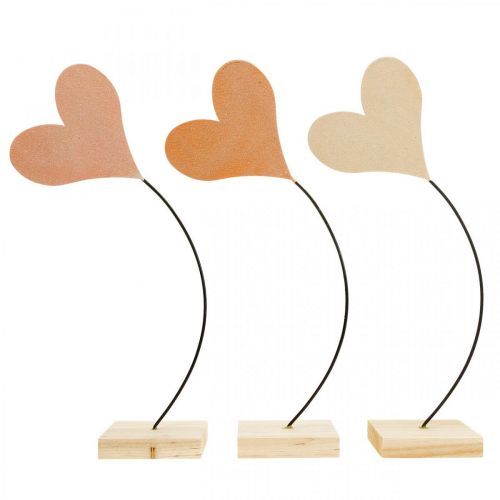 Décoration de table coeurs mariage, décoration coeur métal orange/jaune H40cm 3pcs
