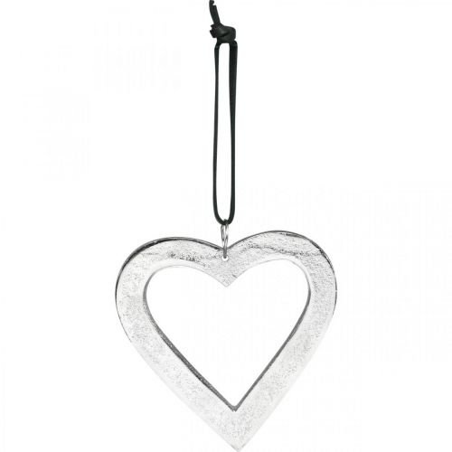 Article Coeur à accrocher, décoration métal, Noël, décoration mariage argent 11×11cm