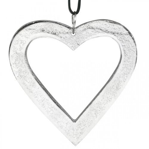 Article Coeur à accrocher, décoration métal, Noël, décoration mariage argent 11×11cm