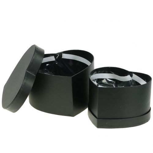 Floristik24 Boîte à fleurs coeur noir 18 / 20cm 2pcs