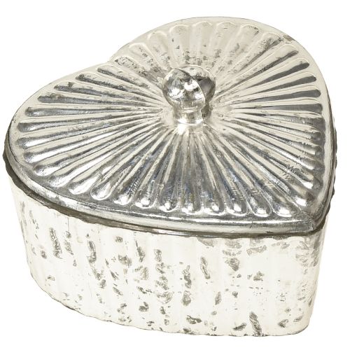 Floristik24 Boîte en forme de cœur avec couvercle, boîte en verre avec cœur, champagne, 15,5 x 15 x 10 cm