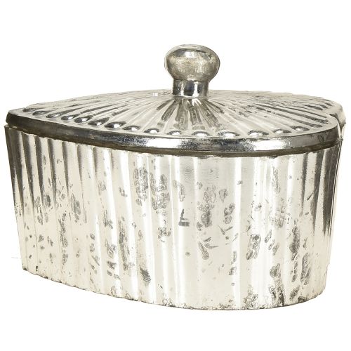 Article Boîte en forme de cœur avec couvercle, boîte en verre avec cœur, champagne, 15,5 x 15 x 10 cm