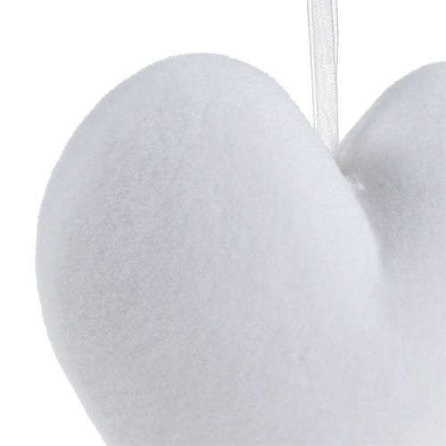 Floristik24 Cœurs floqués à suspendre 15 cm blancs 4 p.