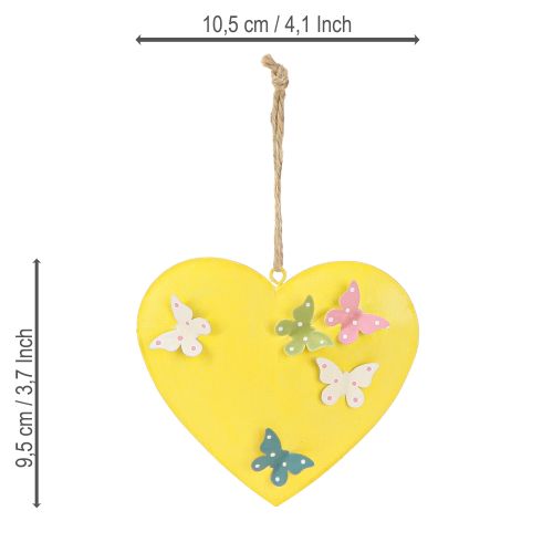 Article Pendentifs décoratifs en forme de cœur avec papillons pour la décoration printanière, 10,5 cm, lot de 3