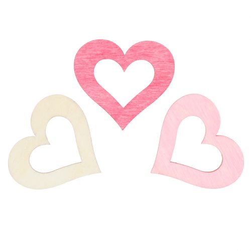 Article Coeurs à disperser rose, rose, naturel 4cm 72 pcs