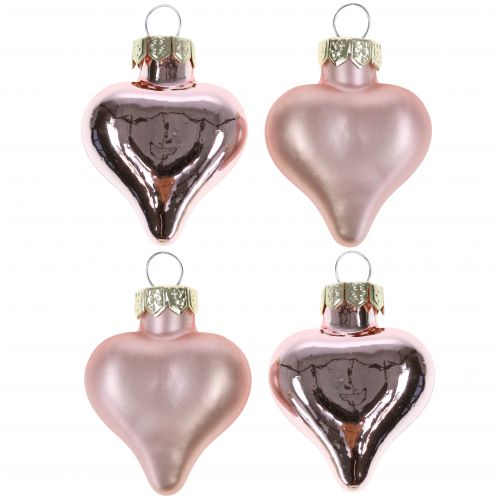 Décoration d&#39;arbre coeur rose en verre 3cm 20 pcs
