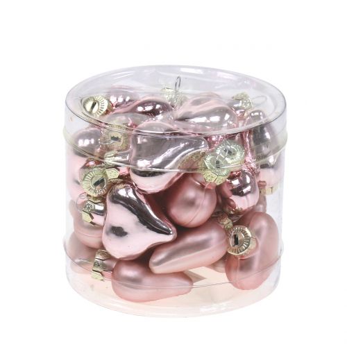 Article Décoration d'arbre coeur rose en verre 3cm 20 pcs