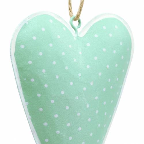 Floristik24 Cintre coeur métal vert, blanc pointillé H11cm 6pcs