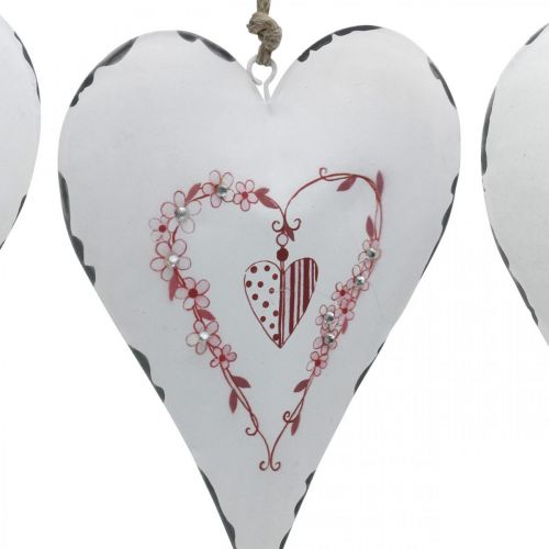 Article Coeurs décoratifs à suspendre en métal coeur en métal blanc 12×16cm 3pcs