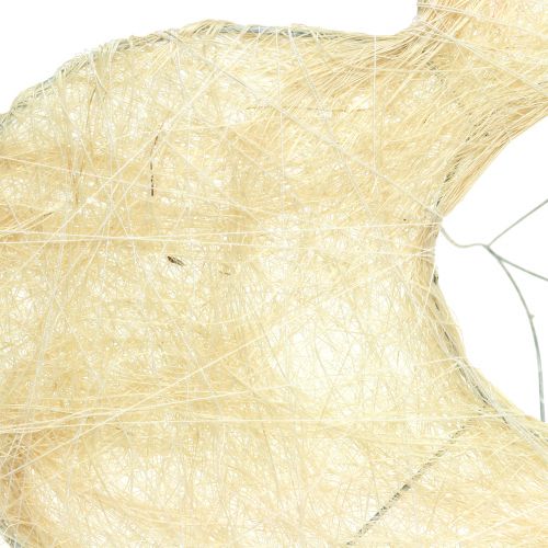 Coeur porte-fleurs en sisal blanchi 25 cm 6 p.