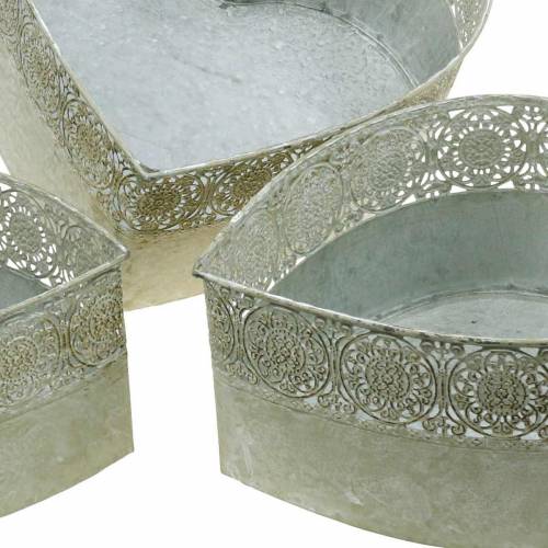 Floristik24 Jardinière coeur jardinière métal Vintage lot de 3