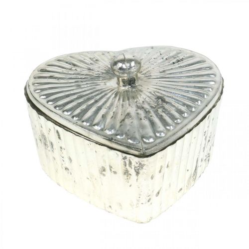 Bocal coeur avec couvercle bocal verre coeur champagne 15.5×15×10cm