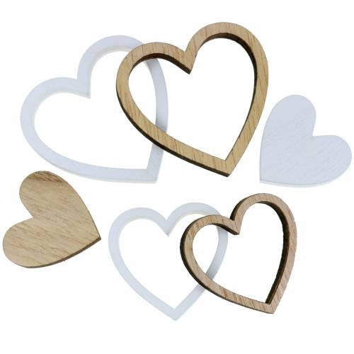 Saupoudrer de décoration coeur naturel / blanc 24pcs