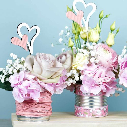 Article Bouchons coeur en bois rouge, blanc 38cm 12 pcs
