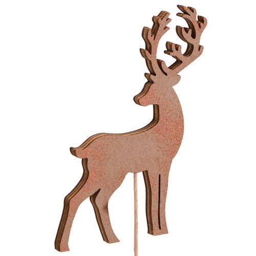 Article Bouchon de fleur décoratif cerf bronze doré 8-10cm 18 pcs