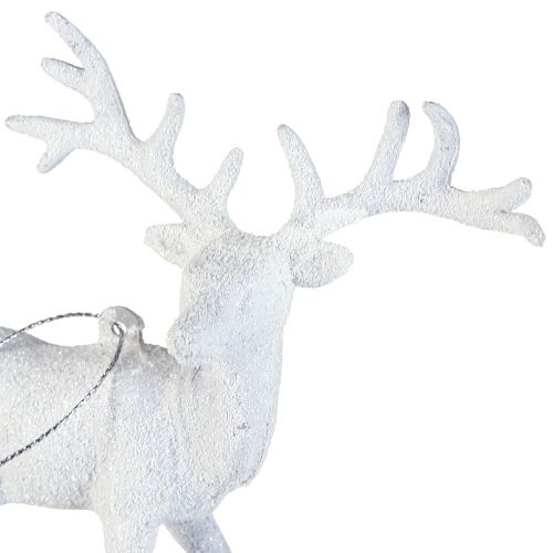 Article Décoration cerf blanc, ornement de Noël, 13,5 cm de haut, lot de 3