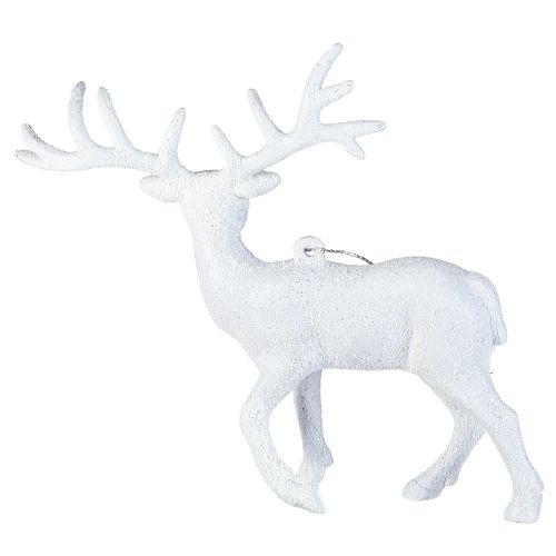Article Décoration cerf blanc, ornement de Noël, 13,5 cm de haut, lot de 3