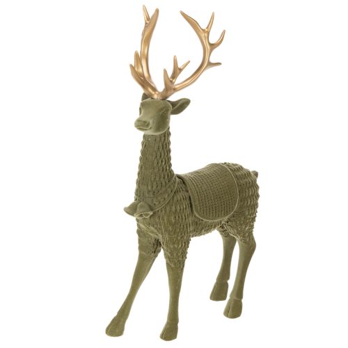 Figurine cerf debout floquée avec bois dorés 31 cm acheter | Floristik24.fr