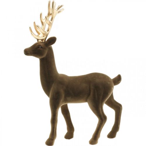 Floristik24 Déco cerf décoration figure déco renne floqué marron H37cm