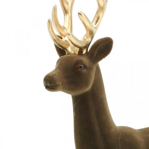 Floristik24 Déco cerf décoration figure déco renne floqué marron H37cm