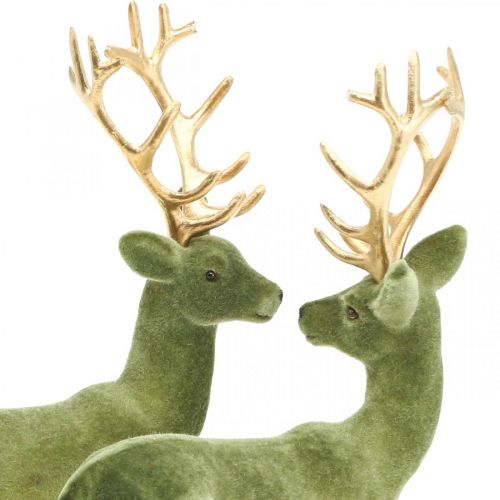 Floristik24 Cerf décoratif figurine décorative renne décoratif vert H20cm 2 pièces