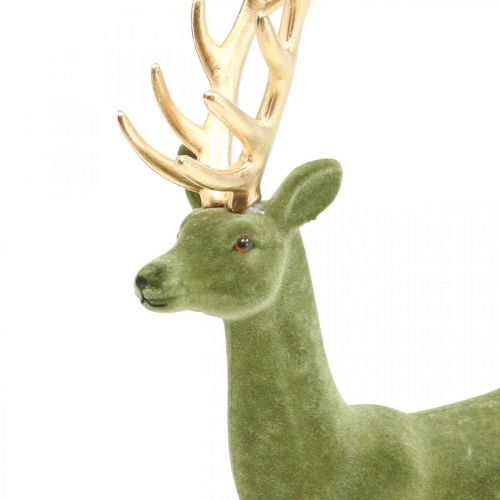 Floristik24 Figurine déco cerf décoratif renne floqué vert H37cm