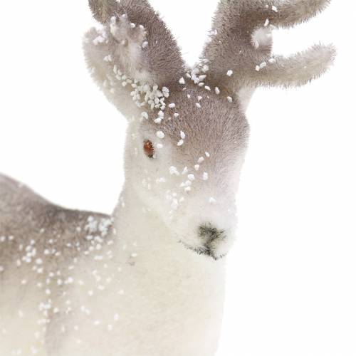 Article Renne décoratif blanc à paillettes – Décoration de Noël d'hiver 20 cm 3 pièces