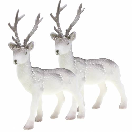 Floristik24 Déco cerf floqué/neigé 27,5cm 2 pcs