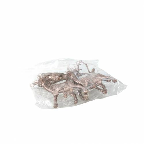 Floristik24 Cerf déco pailleté cuivre 14cm 4pcs