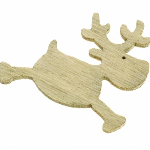 Floristik24 Cerf Décoration à contrôler en bois, blanc, marron, nature 4cm 72pcs