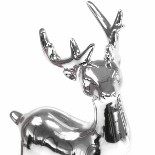 Floristik24 Cerf Figure à décorer argent H17cm 2pcs