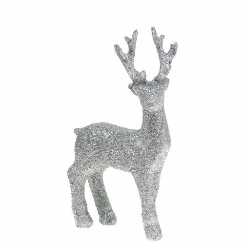 Floristik24 Cerf Figure à décorer Glitter Argent 9cm x 16cm