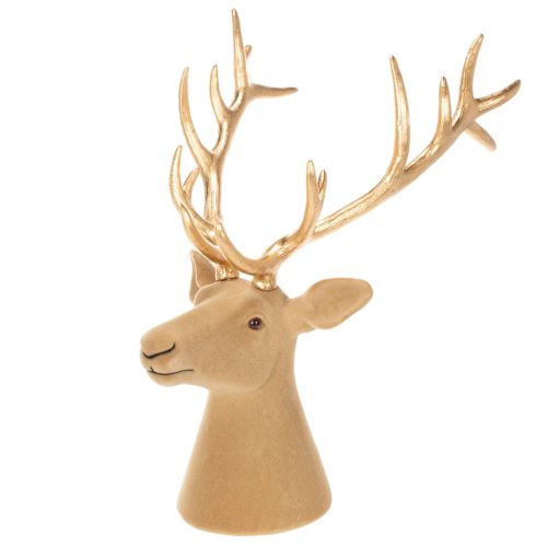 Tête de cerf décorative en plastique avec bois dorés 52 cm | Floristik24.fr
