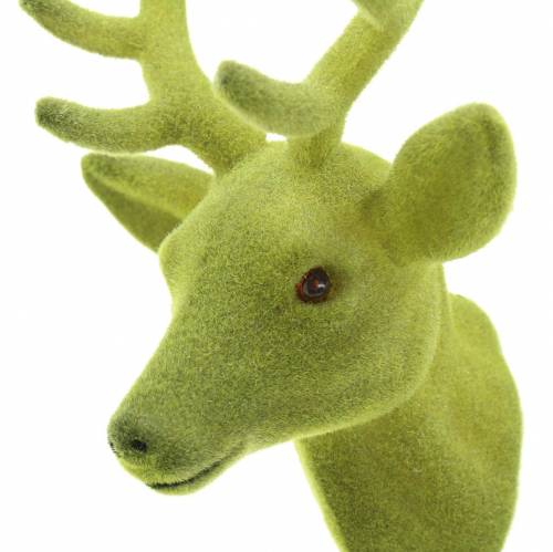 Article Déco tête de cerf floquée vert mousse 10cm x 20cm 3pcs