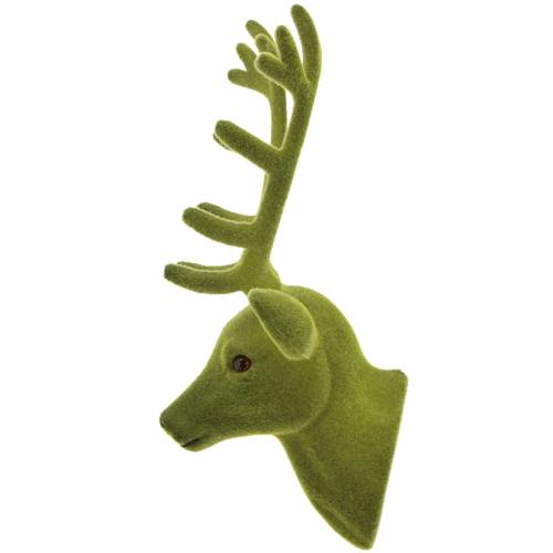 Article Tête de cerf déco floquée vert mousse 10cm x 20cm 3 pcs