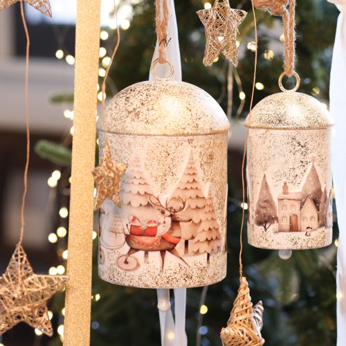 Cloche décorative de Noël en métal avec motif renne, 26 cm | Floristik24.fr