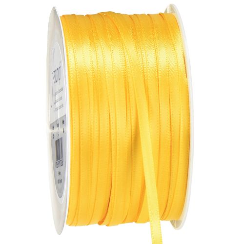 Floristik24 Ruban cadeau de haute qualité, ruban de satin jaune 3 mm × 50 m