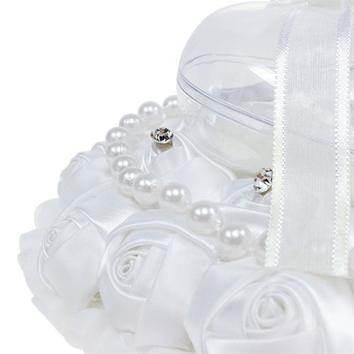 Floristik24 Coussin pour alliances avec porte-alliances Blanc 17cm x15cm
