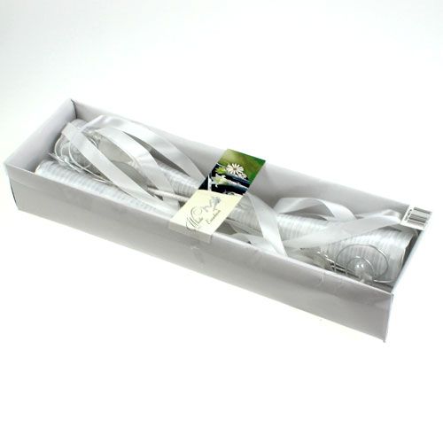 Floristik24 Flûte satinée blanche 40 cm 3 p.