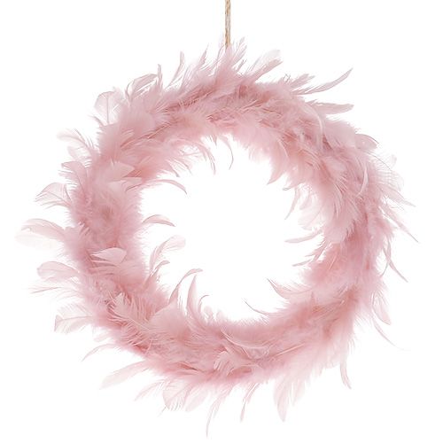 Floristik24 Couronne de plumes spécial mariage rose Ø 20 cm 3 p.