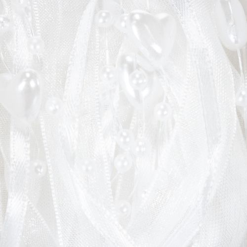 Article Ruban d'organza blanc pour décoration de mariage, 10 mm x 5 m, avec cœurs et perles