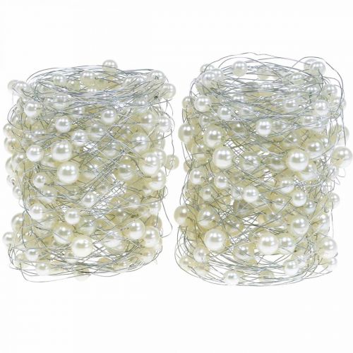 Floristik24 Décoration de mariage, collier de perles décoratif, guirlande de perles, fil décoratif 2,5 m 2pcs