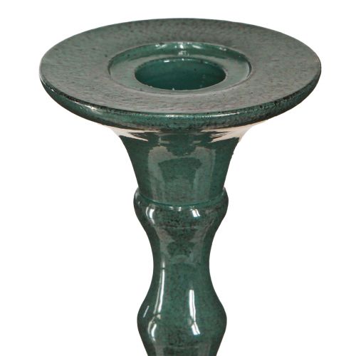 Article Bougeoir haut métal aspect céramique vert H49cm