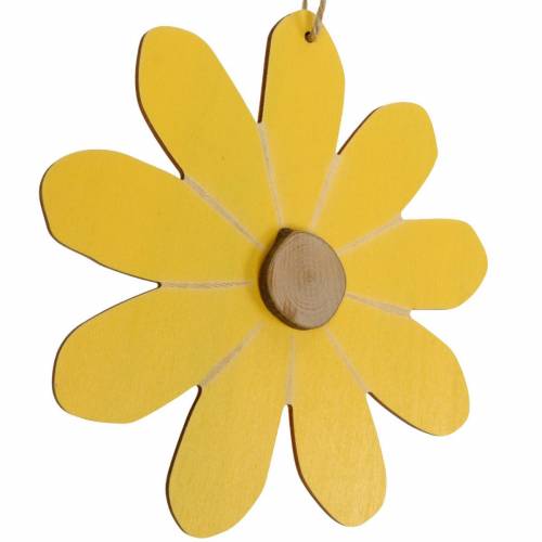 Floristik24 Fleurs en bois à suspendre, décoration printanière, fleurs en bois jaune et blanc, fleurs d&#39;été 8 pcs