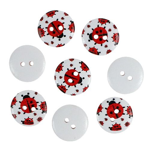 Floristik24 Bouton en bois avec motif coccinelle Ø 1,8 cm 270 p.