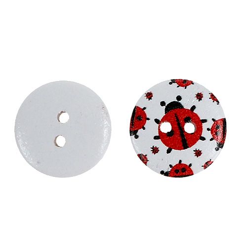 Floristik24 Bouton en bois avec motif coccinelle Ø 1,8 cm 270 p.