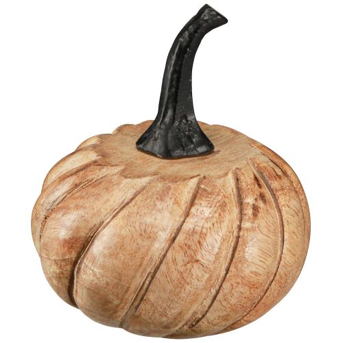 Article Citrouille en bois avec manche en métal noir naturel Ø12cm H13cm